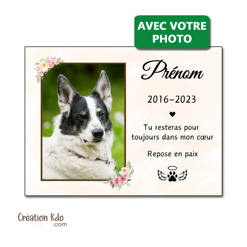 plaque funéraire chien chat commémorative souvenirs hommage panneau pancarte photo