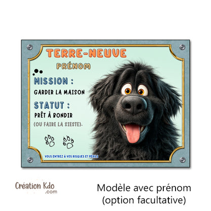 panneau terre-neuve noir je monte la garde portail personnalisé