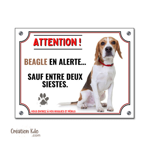 plaque humour beagle monte la garde panneau chien