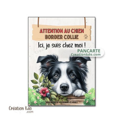 panneau border collie attention au chien portail plaque je monte la garde pancarte décorative