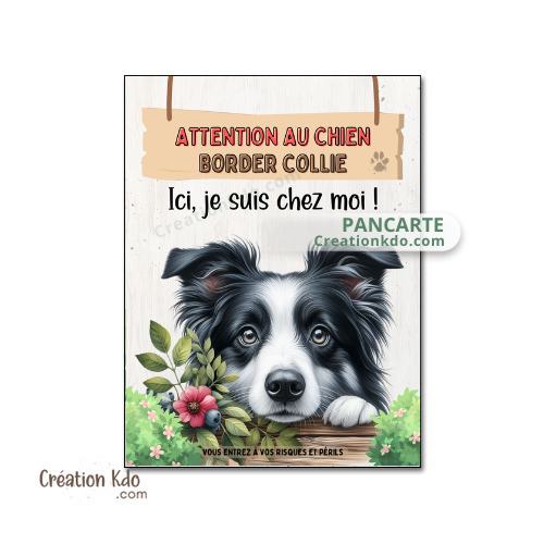 panneau border collie attention au chien portail plaque je monte la garde pancarte décorative