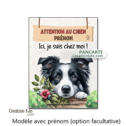 panneau border collie attention au chien portail plaque je monte la garde pancarte décorative