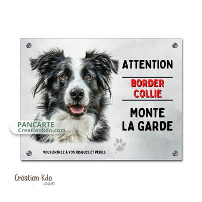 panneau border collie attention au chien portail plaque je monte la garde pancarte