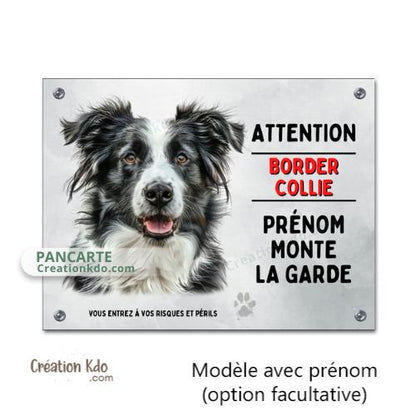 panneau border collie attention au chien portail plaque je monte la garde pancarte personnalisé
