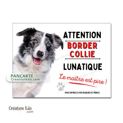 panneau border collie attention au chien portail plaque je monte la garde pancarte