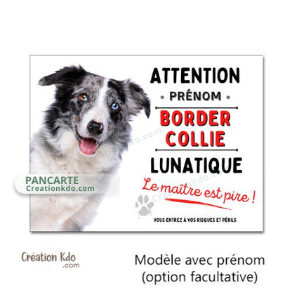panneau border collie attention au chien portail plaque je monte la garde pancarte photo personnalisée