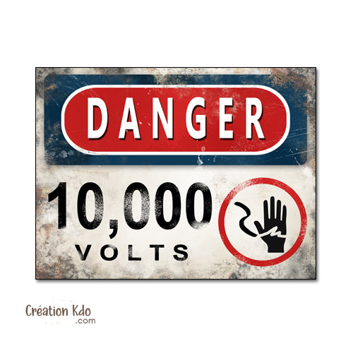 panneau jurassic park dinosaure plaque danger 10000 volts
