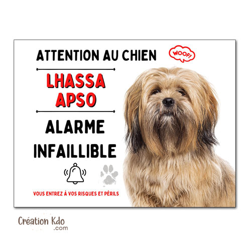 plaque humour lhassa apso attention au chien panneau