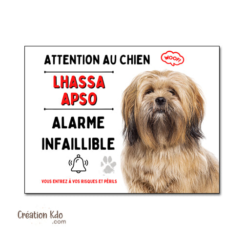 plaque humour lhassa apso attention au chien panneau portail monte la garde