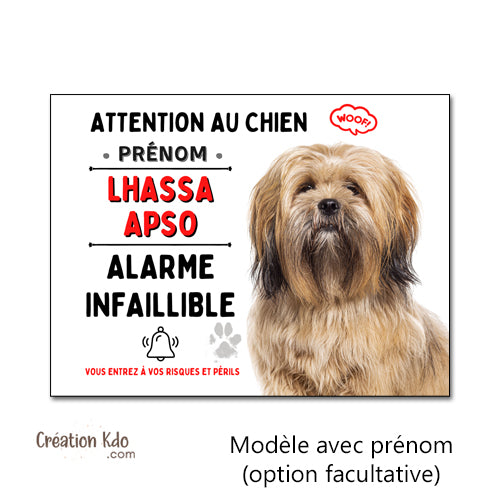 plaque humour lhassa apso attention au chien panneau