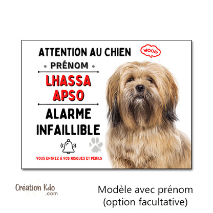 plaque humour lhassa apso attention au chien panneau