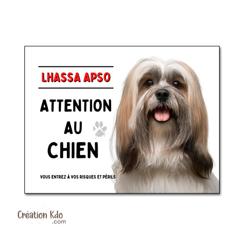 panneau chien lhassa apso plaque monte la garde portail