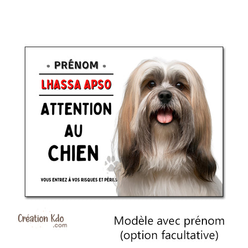 panneau chien lhassa apso plaque monte la garde personnalisé prénom