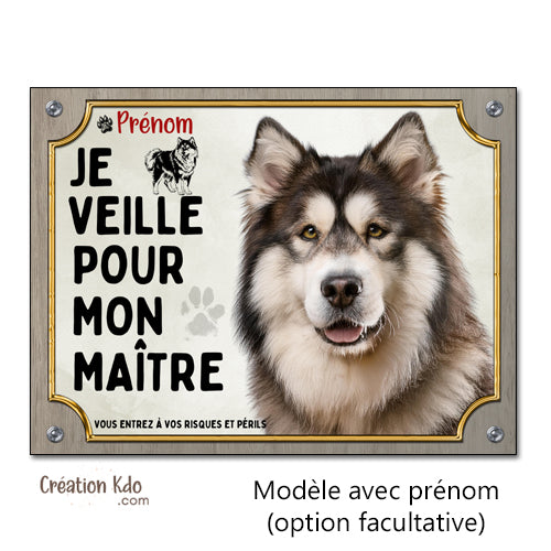 plaque malamute attention au chien lunatique panneau monte la garde pancarte