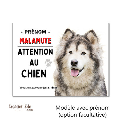 plaque malamute attention au chien panneau je monte la garde pancarte personnalisée