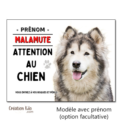 plaque malamute attention au chien panneau je monte la garde pancarte à personnaliser prénom