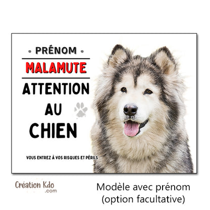 plaque malamute attention au chien panneau je monte la garde pancarte à personnaliser prénom