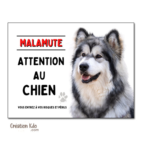 plaque malamute attention au chien panneau monte la garde