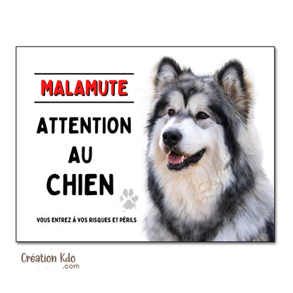 plaque malamute attention au chien panneau monte la garde