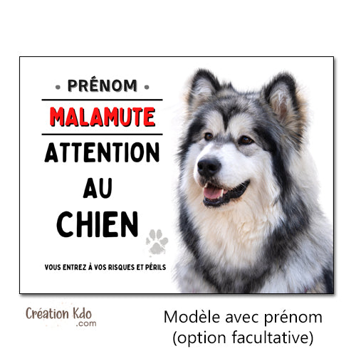 panneau malamute monte la garde plaque attention au chien