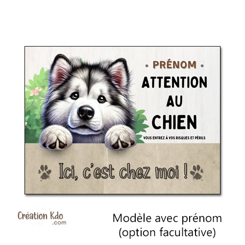 malamute plaque attention au chien panneau portail je monte la garde déco murale personnalisé
