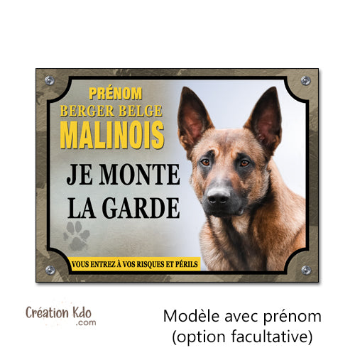 panneau malinois attention au chien berger belge plaque portail je monte la garde