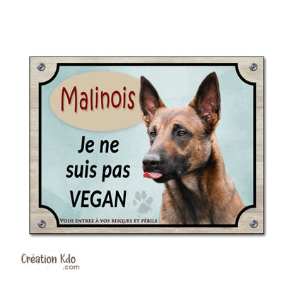 panneau malinois attention au chien berger belge plaque portail je monte la garde pancarte vegan personnalisée