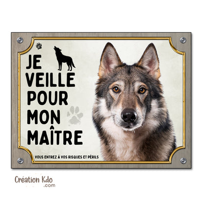 Plaque Old Inuit Dog Je veille pour mon maître Panneau portail chien