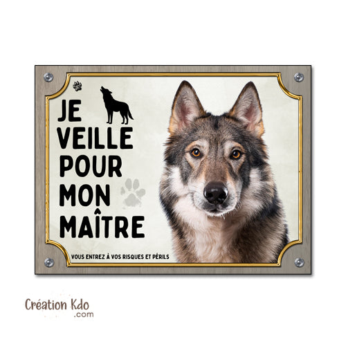 Plaque Old Inuit Dog Je veille pour mon maître Panneau portail chien