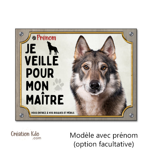 Plaque Old Inuit Dog Je veille pour mon maître Panneau portail chien