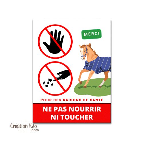 Chevaux Plaque ne pas Nourrir ni toucher panneau cheval pancarte de box bien-être main image 1