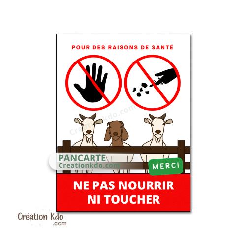 panneau ne pas nourrir ni toucher chèvres plaque ne pas donner à manger aux animaux pancarte