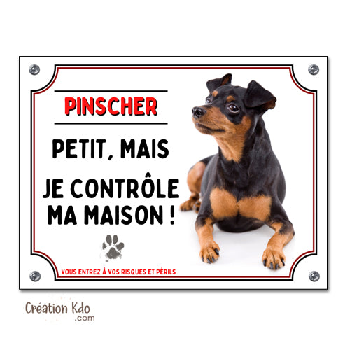 plaque pinscher monte la garde panneau attention chien humour
