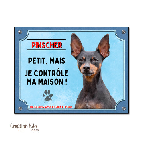 plaque pinscher monte la garde panneau attention chien humour
