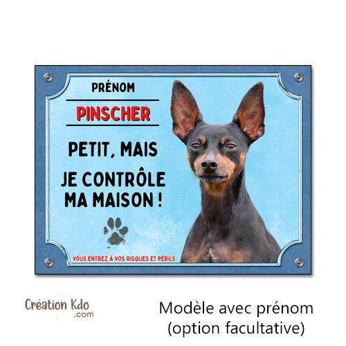 plaque pinscher monte la garde panneau attention chien humour