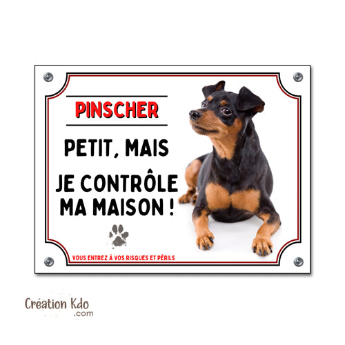 plaque pinscher monte la garde panneau attention chien humour