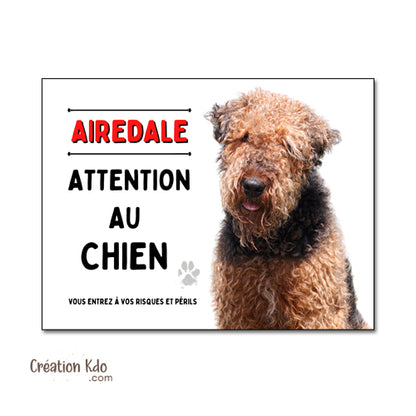 plaque attention au chien panneau airedale je monte la garde pancarte