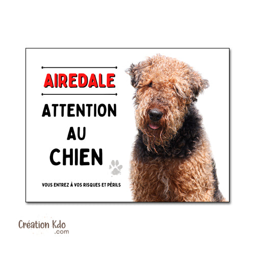 plaque attention au chien panneau airedale je monte la garde pancarte