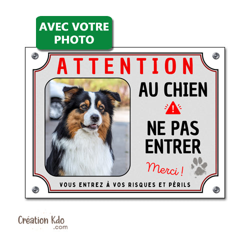 plaque attention au chien photo personnalisé ne pas entrer panneau portail monte la garde
