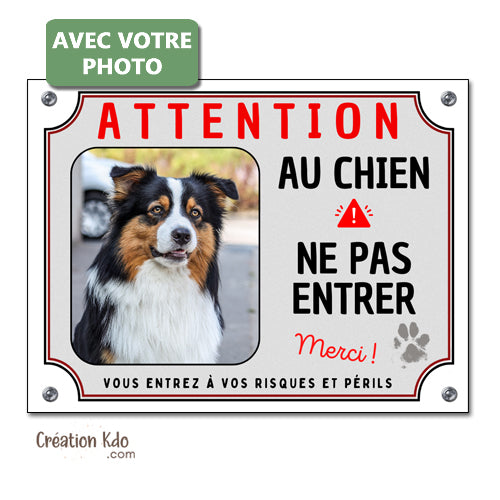 plaque attention au chien photo personnalisé ne pas entrer panneau portail monte la garde