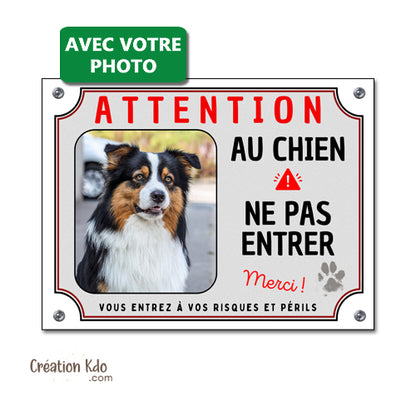 plaque attention au chien photo personnalisé ne pas entrer panneau portail monte la garde