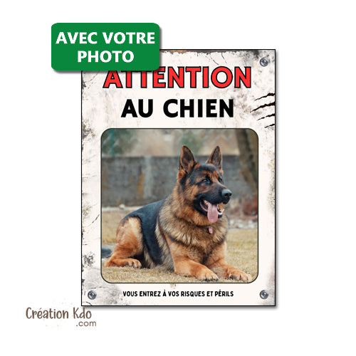 plaque attention au chien personnalisée photo je monte la garde panneau portail