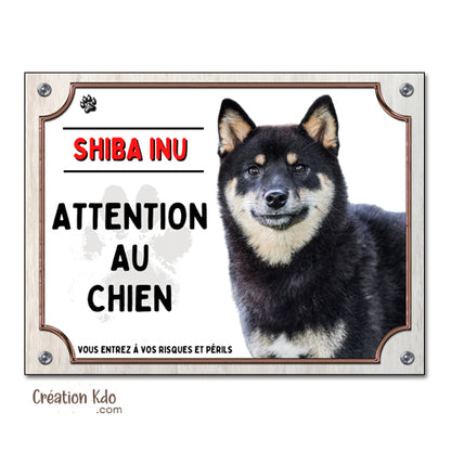 plaque attention au chien shiba inu noir et feu panneau portail je monte la garde
