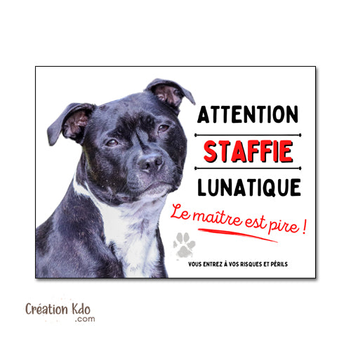 plaque staffie humour chien monte la garde panneau portail pancarte
