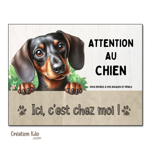 panneau teckel attention au chien plaque