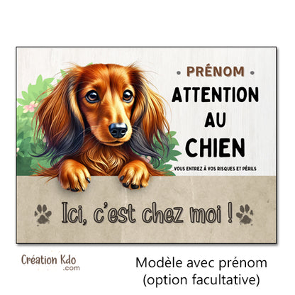 panneau teckel attention au chien plaque monte la garde portail