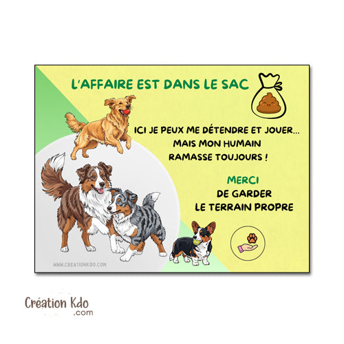 Plaque Propreté Club Canin, pension canine, parc à chien – équipement pour Terrain de Jeu & détente