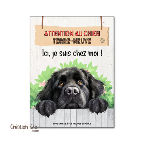 plaque terre neuve attention au chien panneau portail je monte la garde