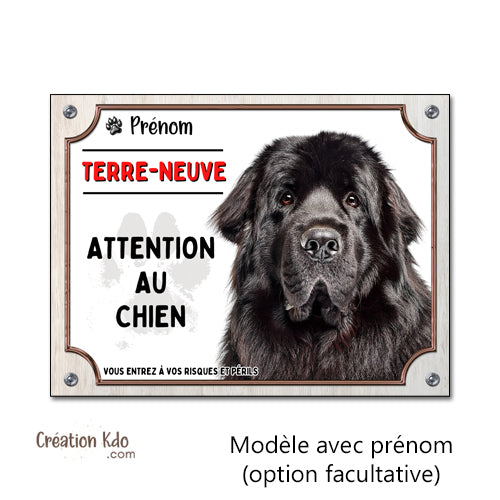 Plaque Attention au chien Terre-Neuve Panneau de portail à personnaliser je monte la garde photo