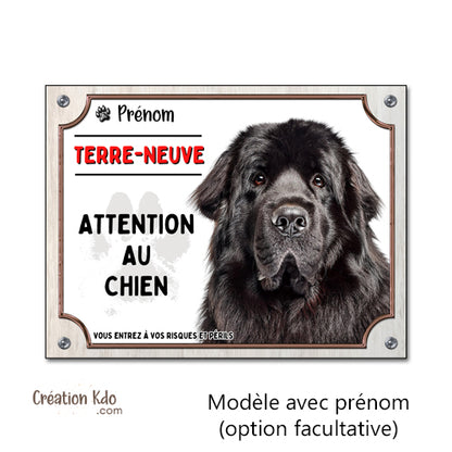 Plaque Attention au chien Terre-Neuve Panneau de portail à personnaliser je monte la garde photo